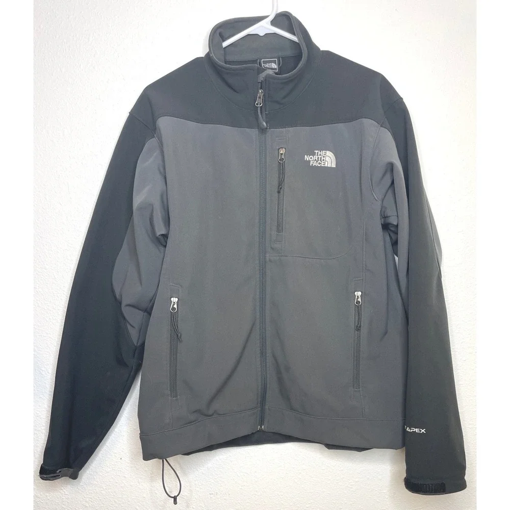 The North Face Mens Jacket Apex Softshell Colorblock Medium Grey Black